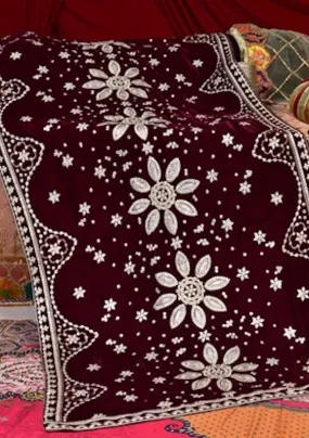 Adan's Libas Embroidered Winter Velvet Shawl