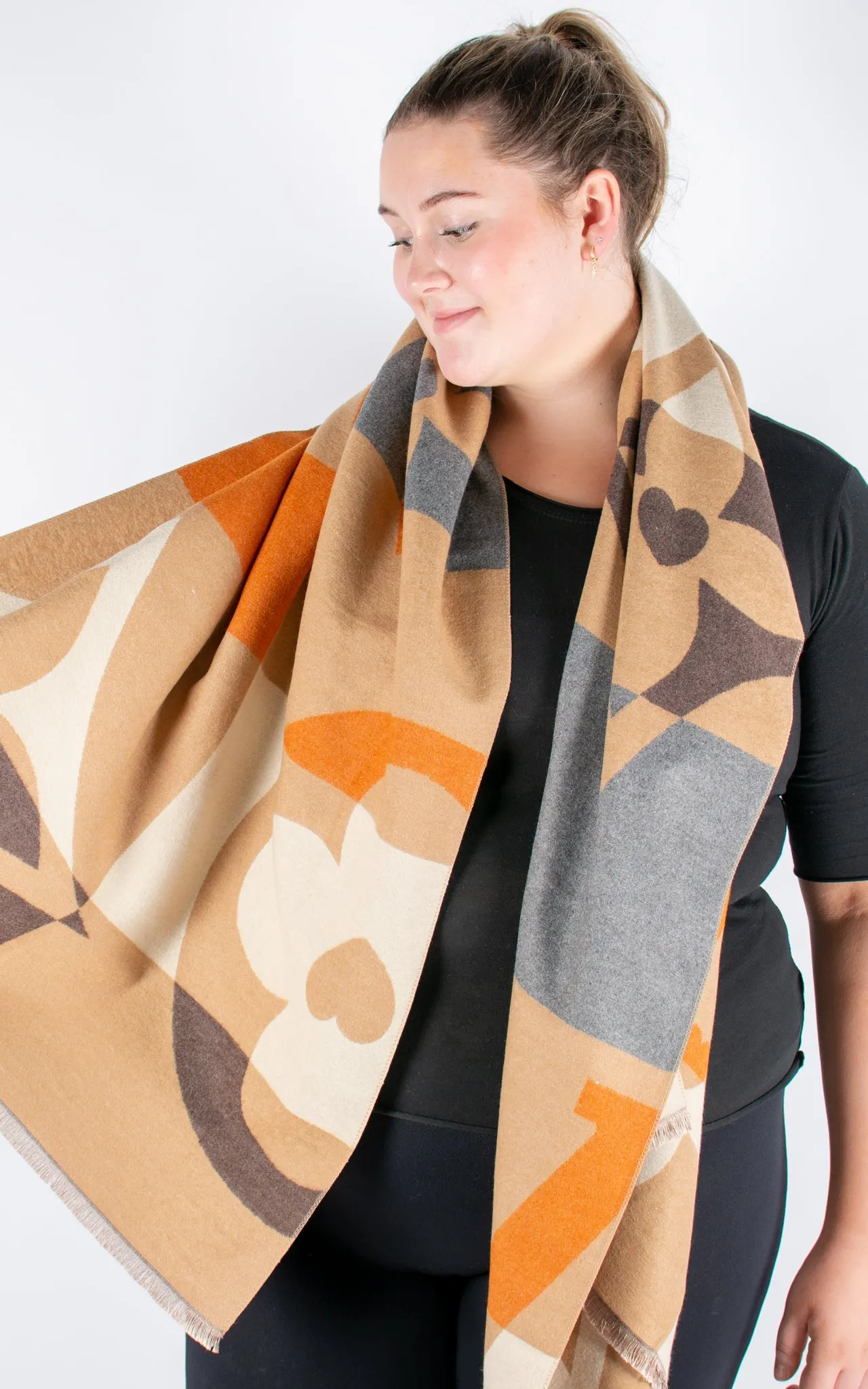 Autumn Winter Scarf | Large Print | Camel