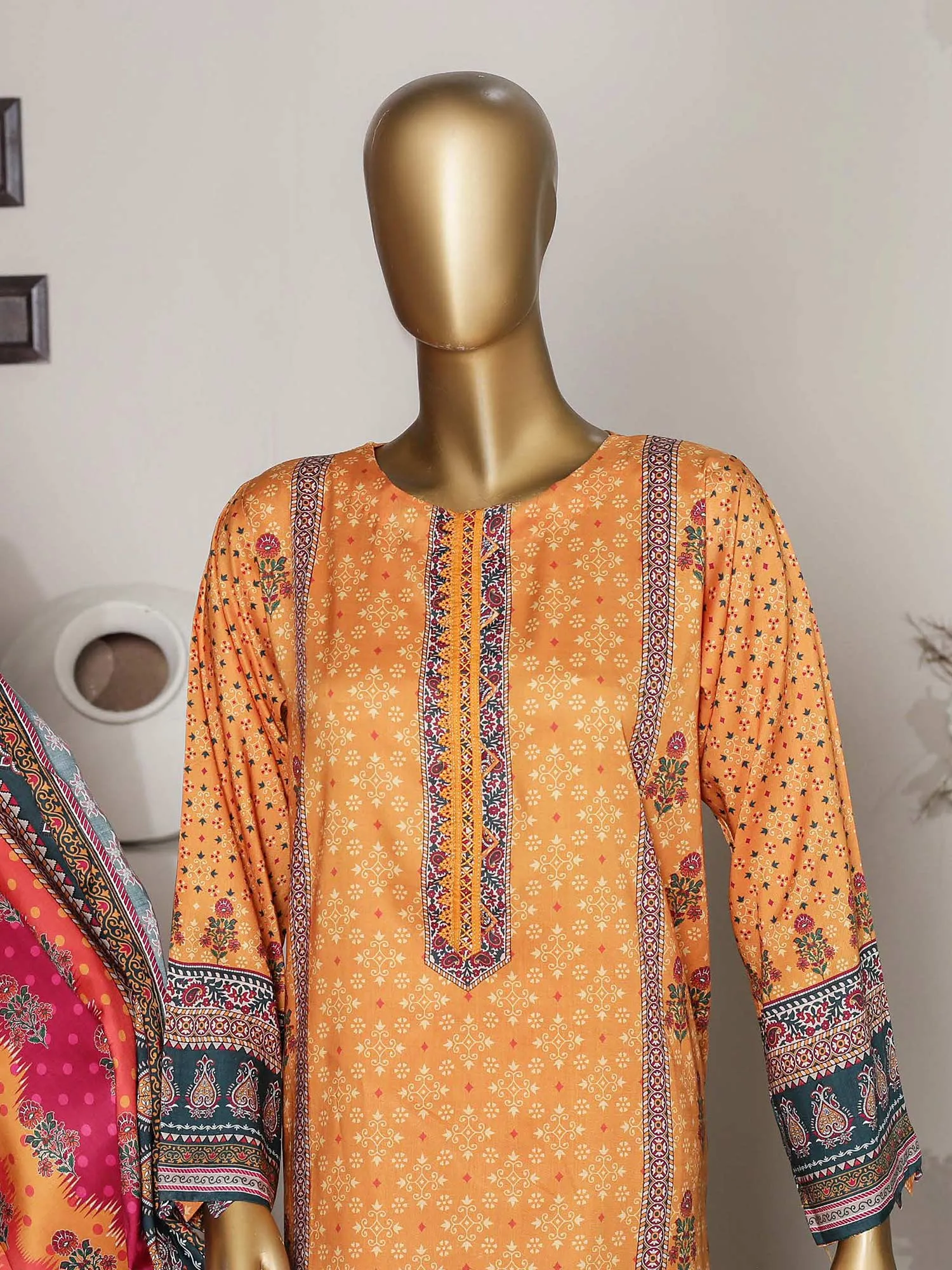 Bin Saeed Orange Winter Linen Suit