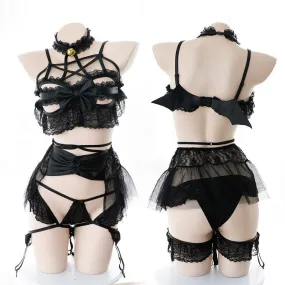 Black cutout underwear set  KF83206