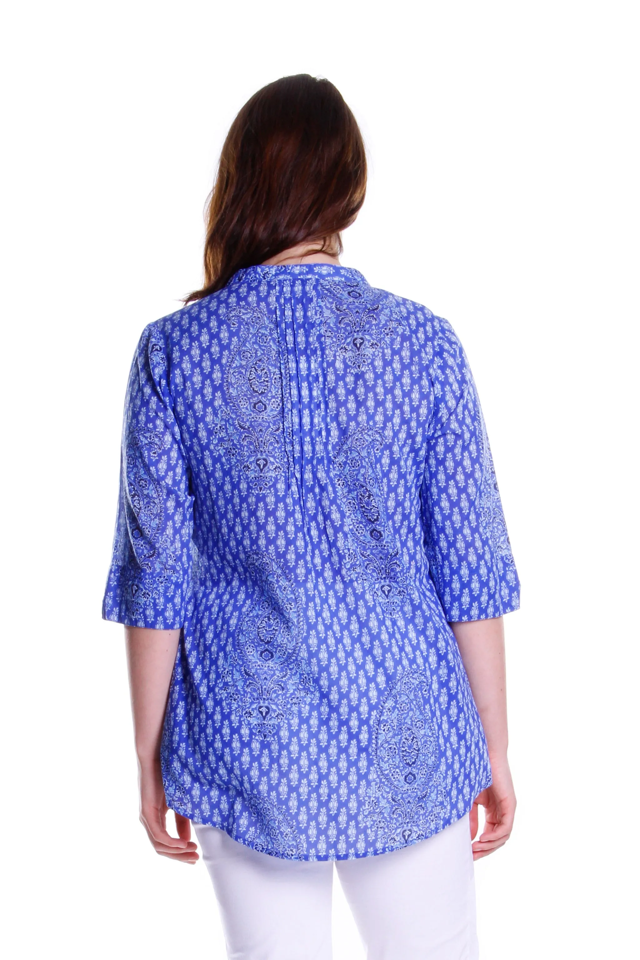 Blue Paisley Pleated Tunic