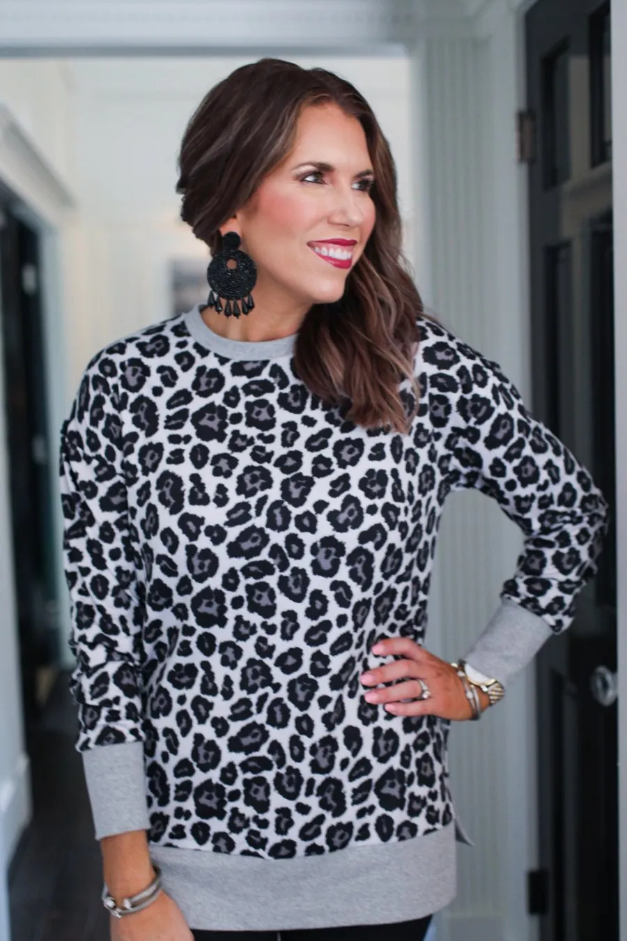 Cabin Nights Grey Leopard Everyday Tunic