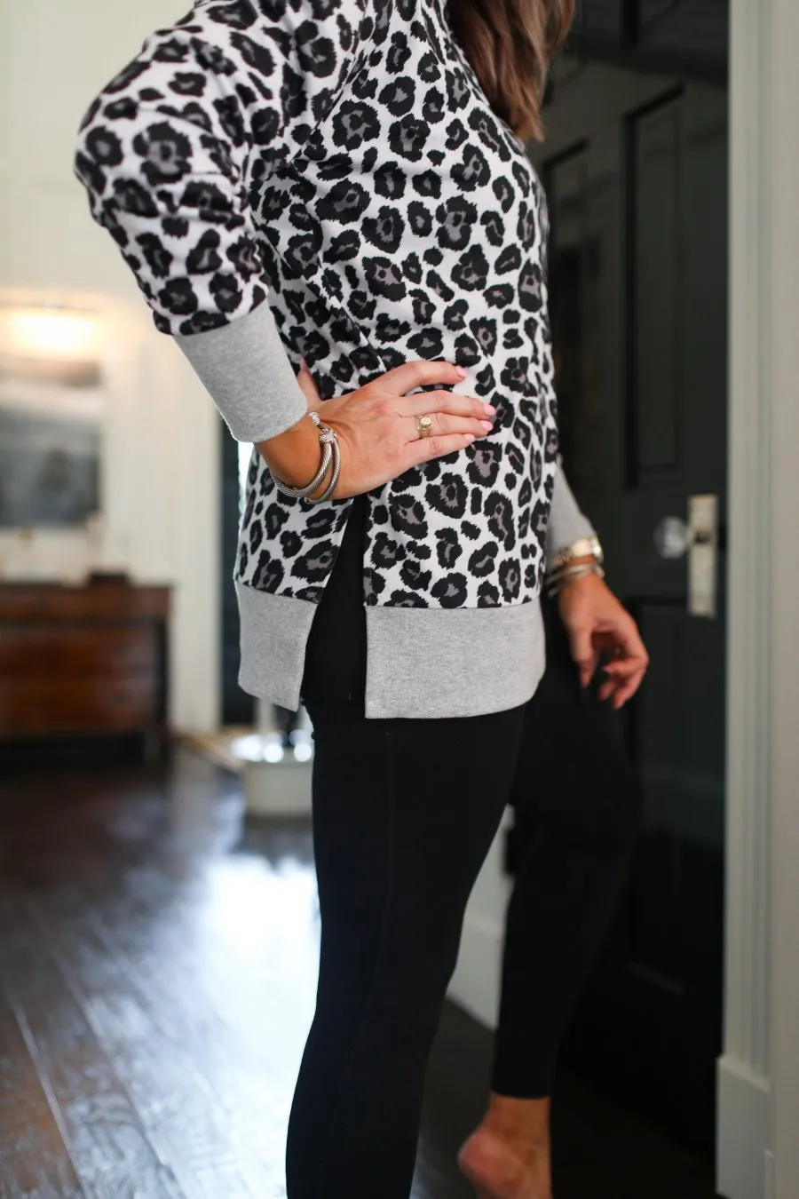 Cabin Nights Grey Leopard Everyday Tunic