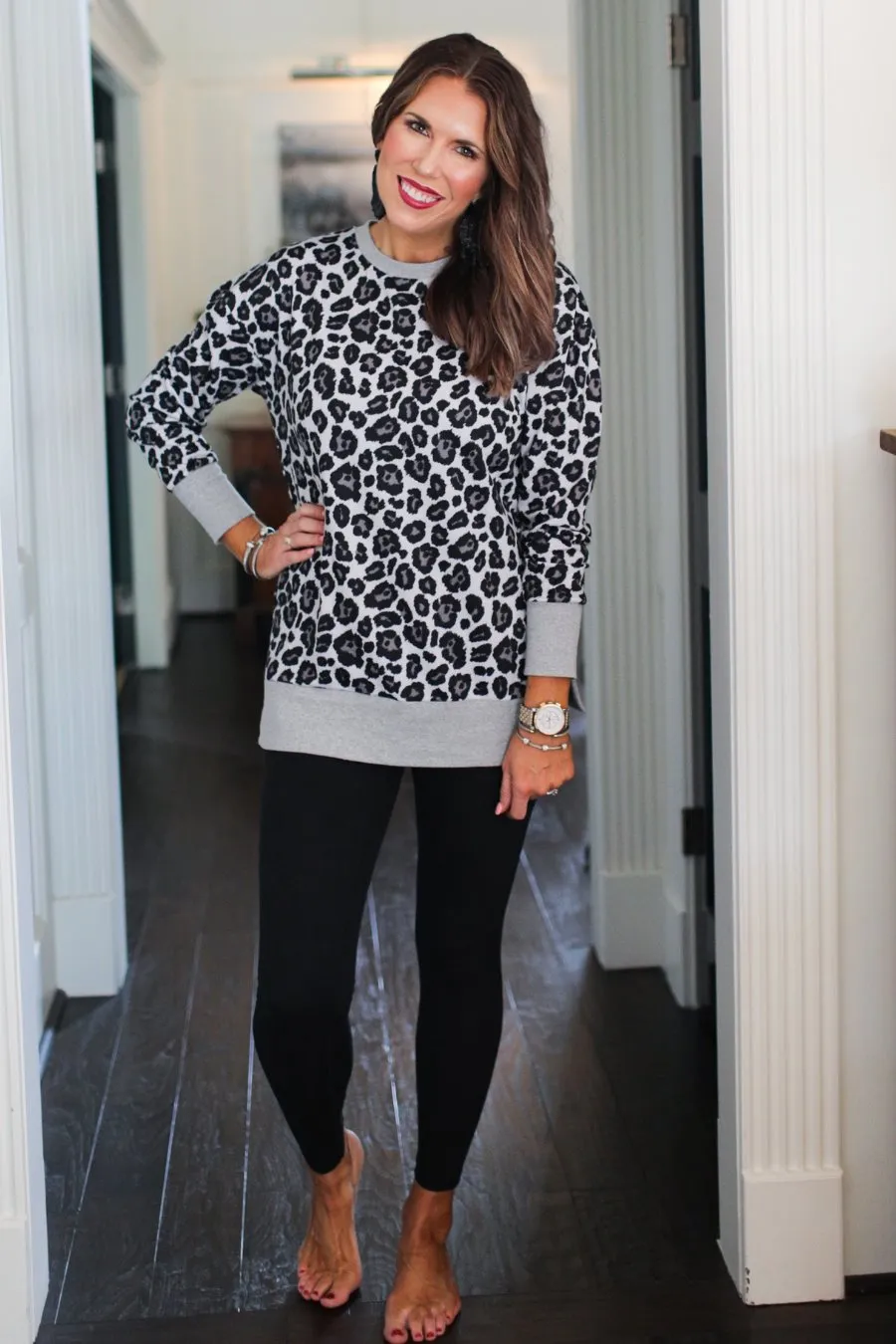 Cabin Nights Grey Leopard Everyday Tunic