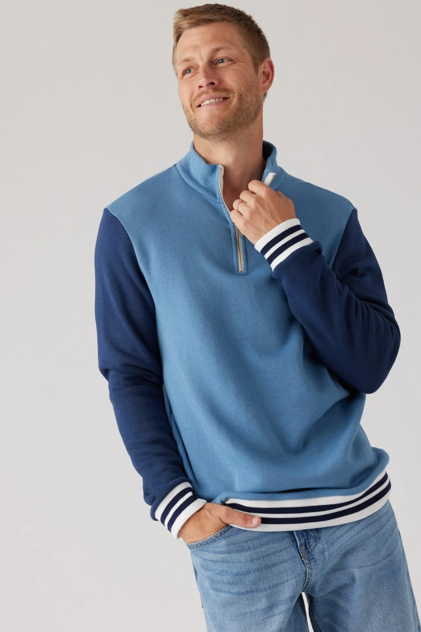 Colorblock Zip Pullover