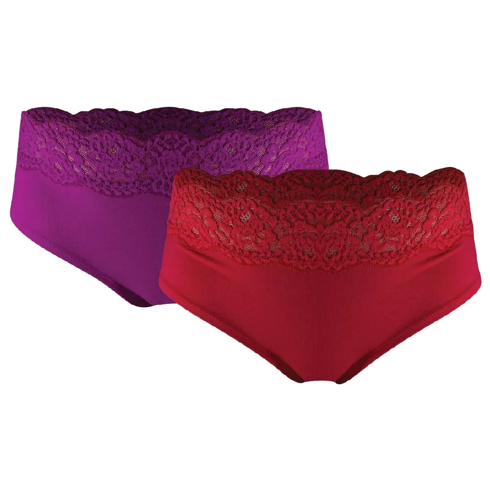 Cotton Lace Hipster 2 Pack Underwear