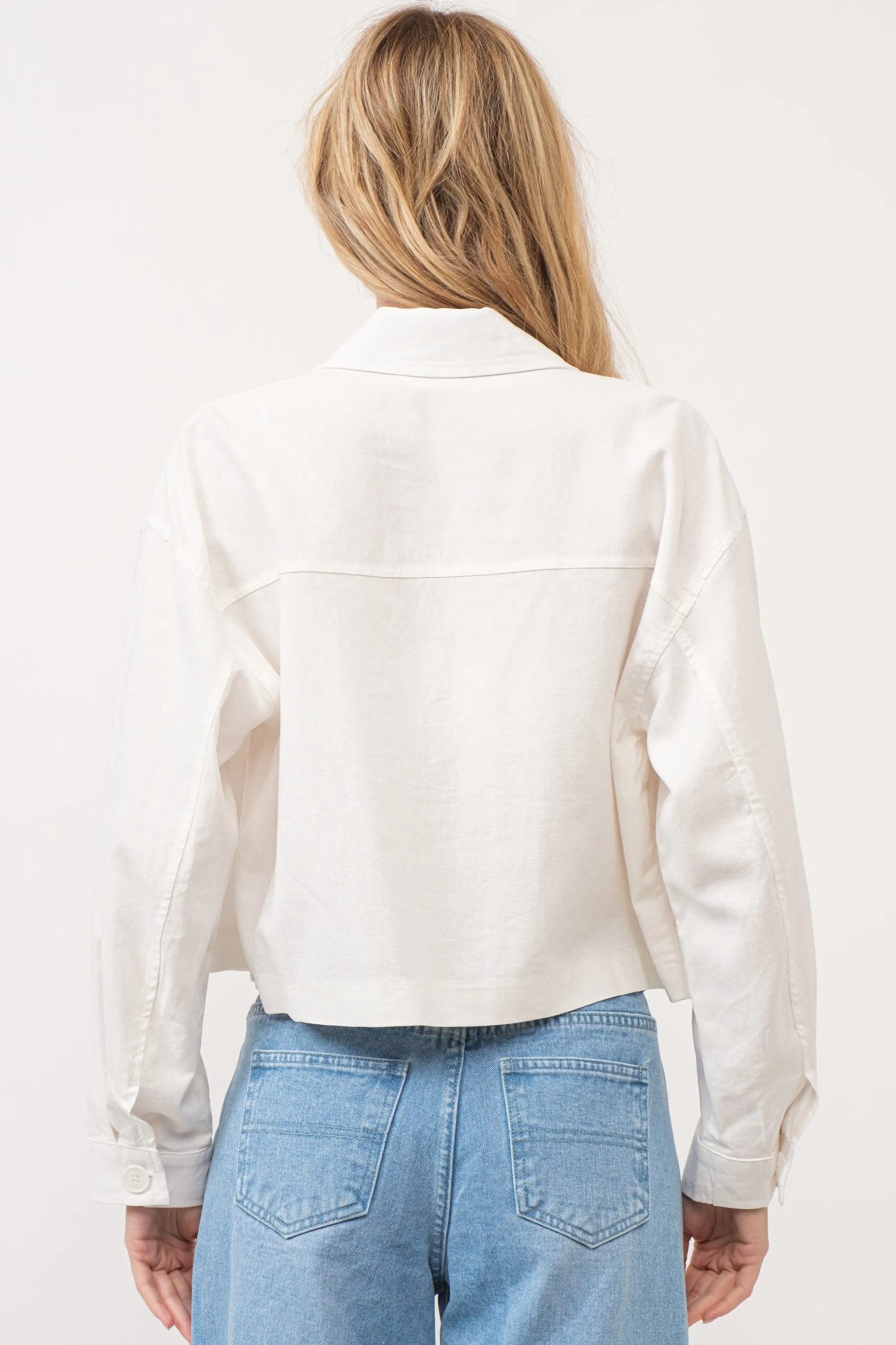 Cropped Shirt Jacket - Off White