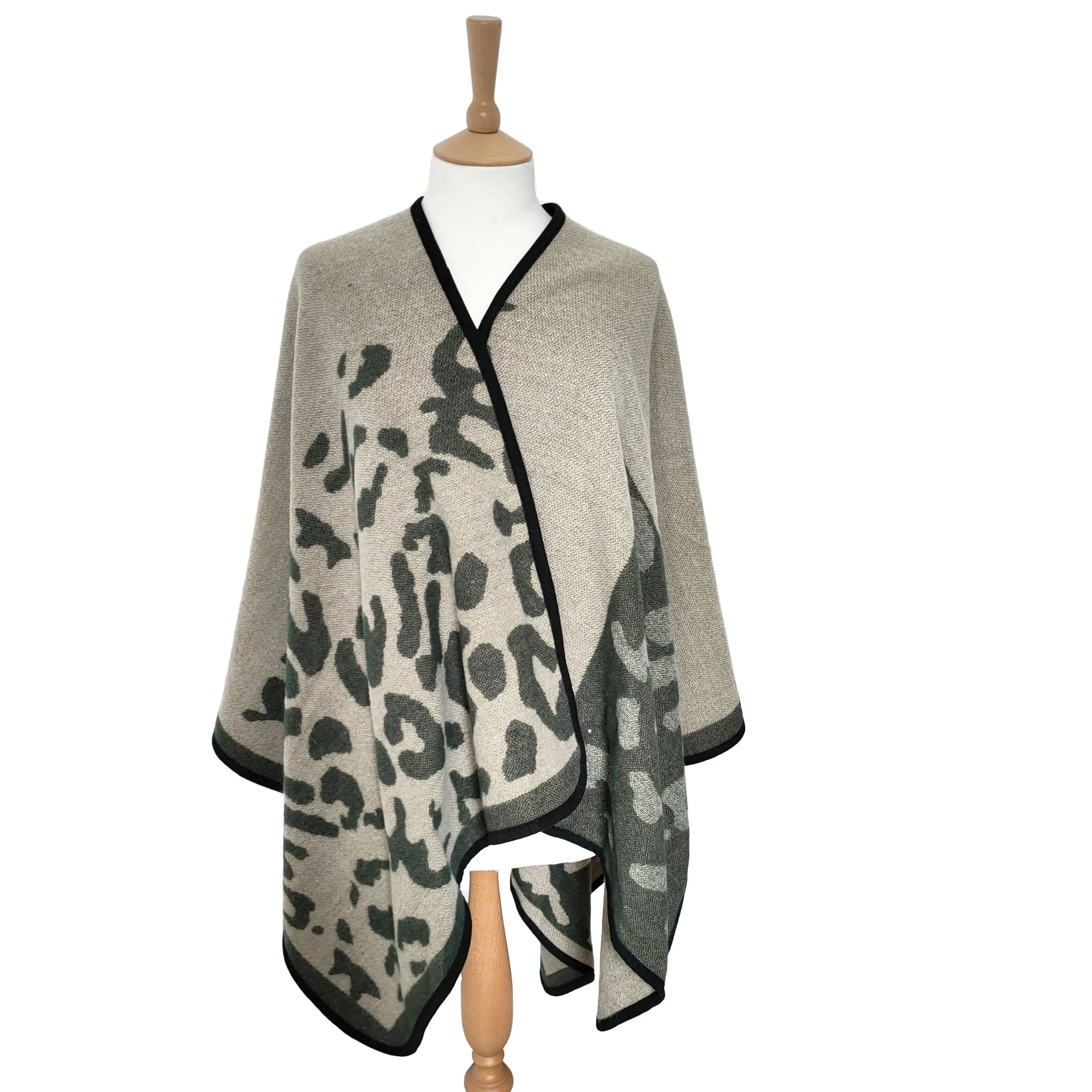 Dark Green Animal Print Winter Shawl