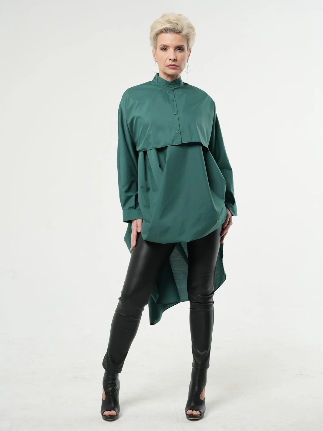 Extravagant Belted Long Shirt In Green