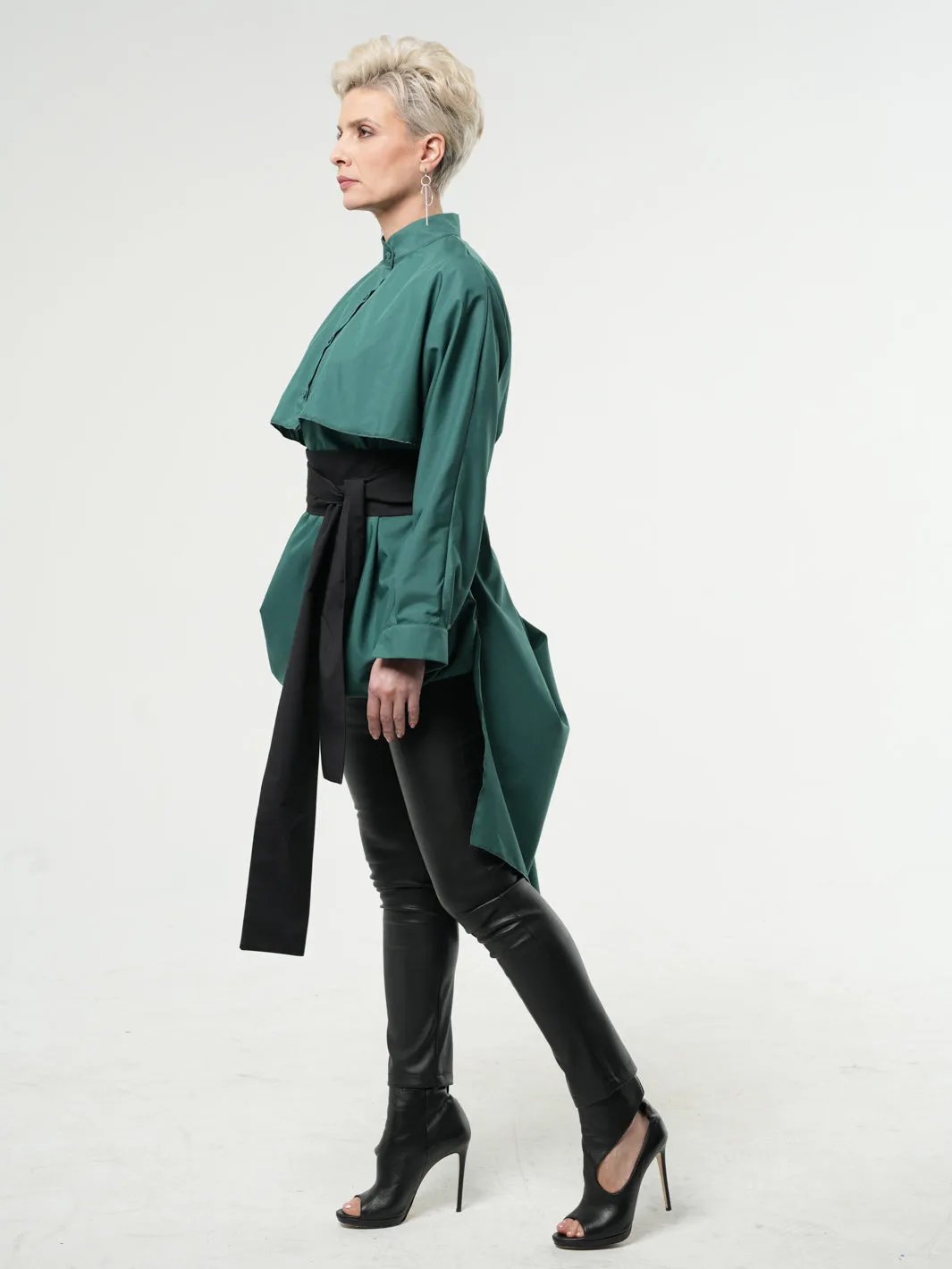 Extravagant Belted Long Shirt In Green