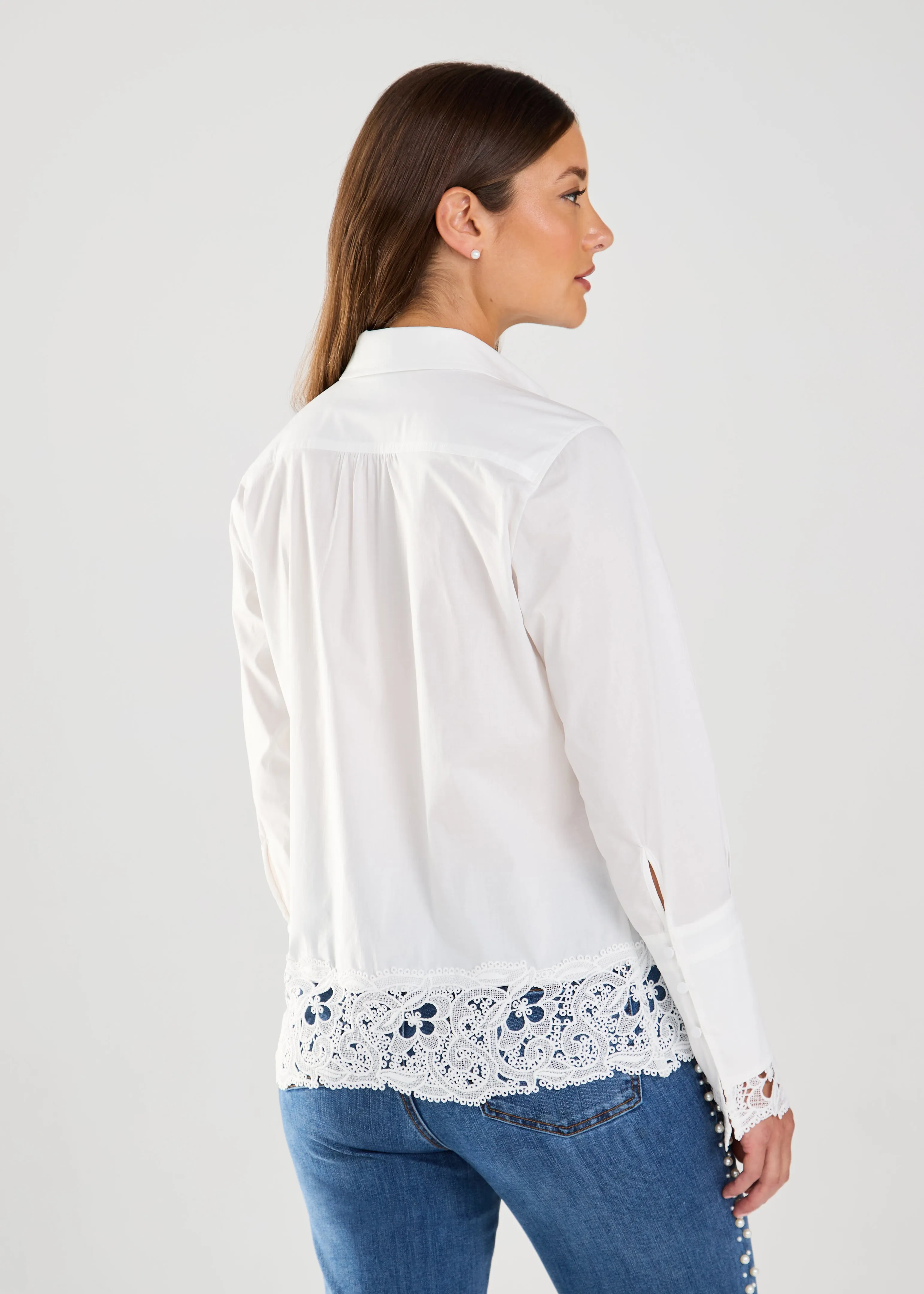 FDJ Long Sleeve Lace Detail Shirt