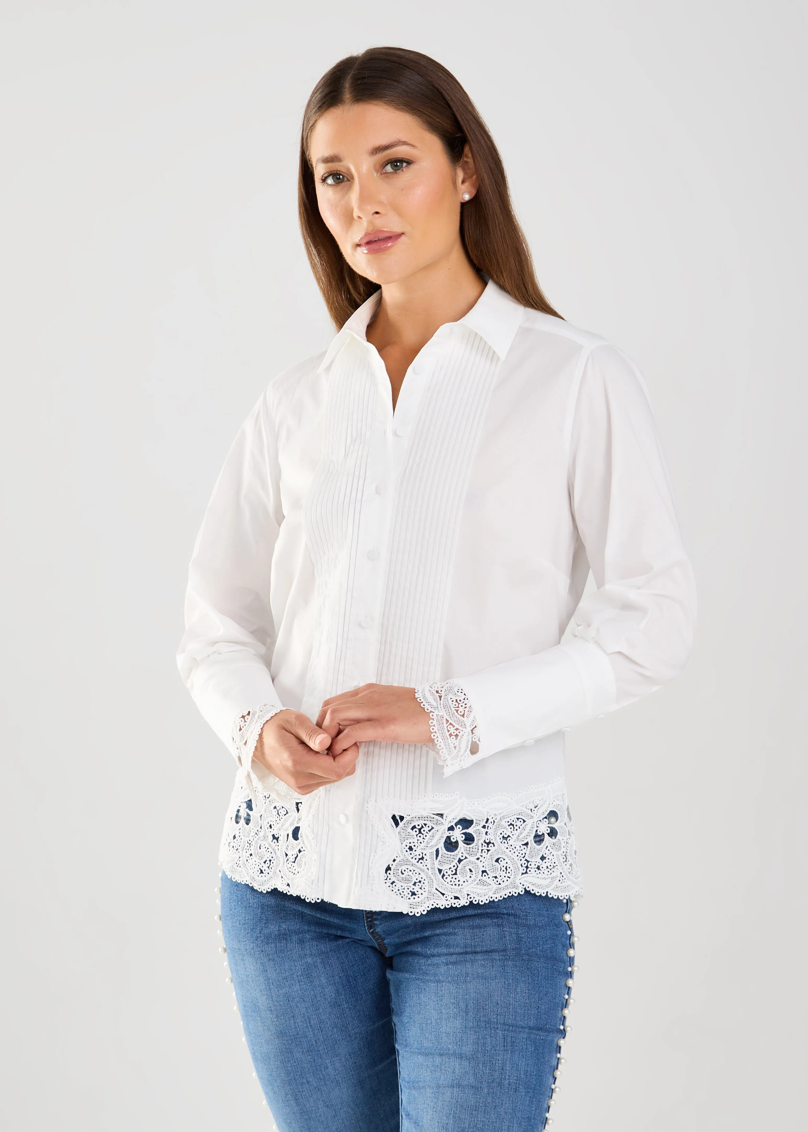 FDJ Long Sleeve Lace Detail Shirt