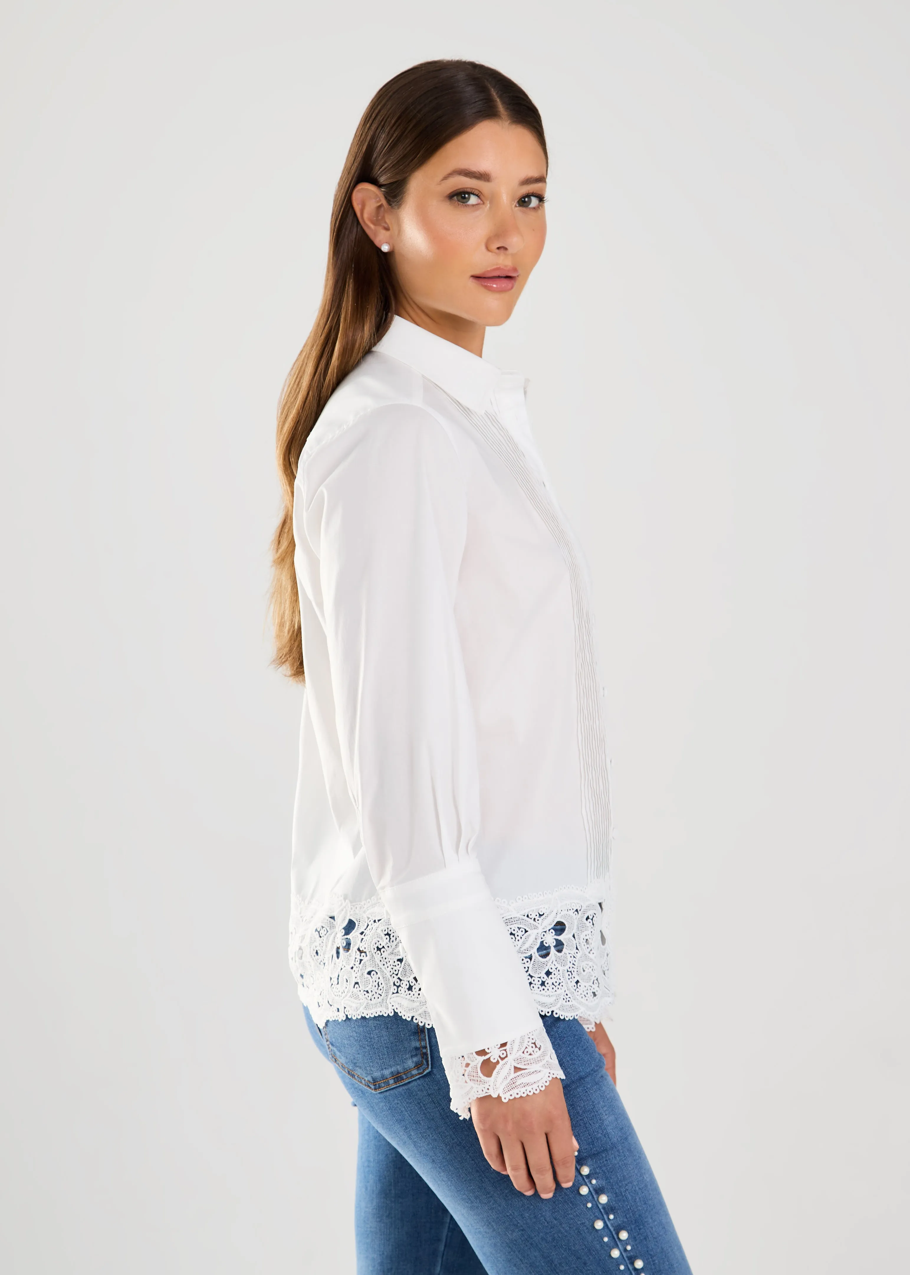 FDJ Long Sleeve Lace Detail Shirt