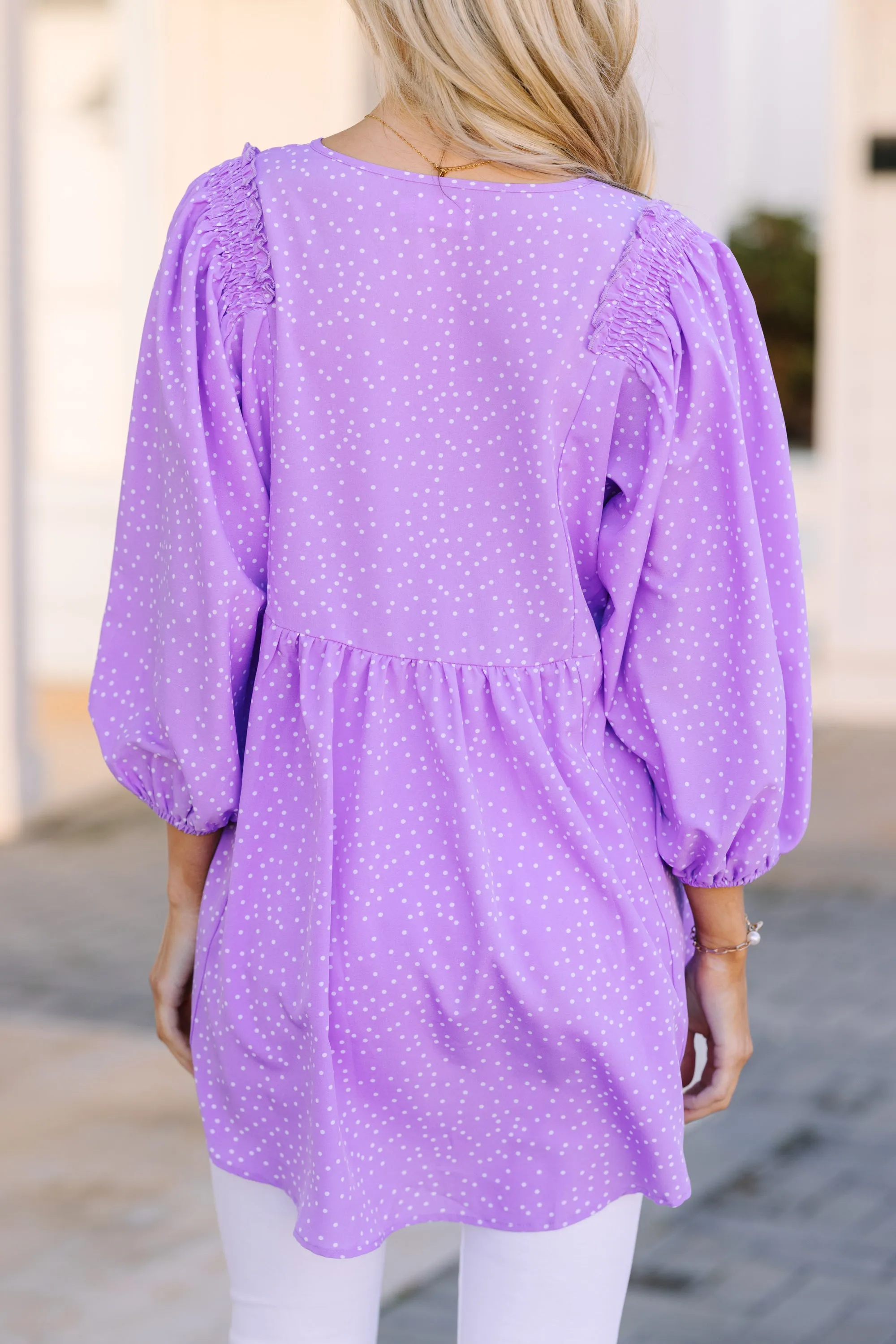 Feeling Wild Purple Polka Dot Tunic