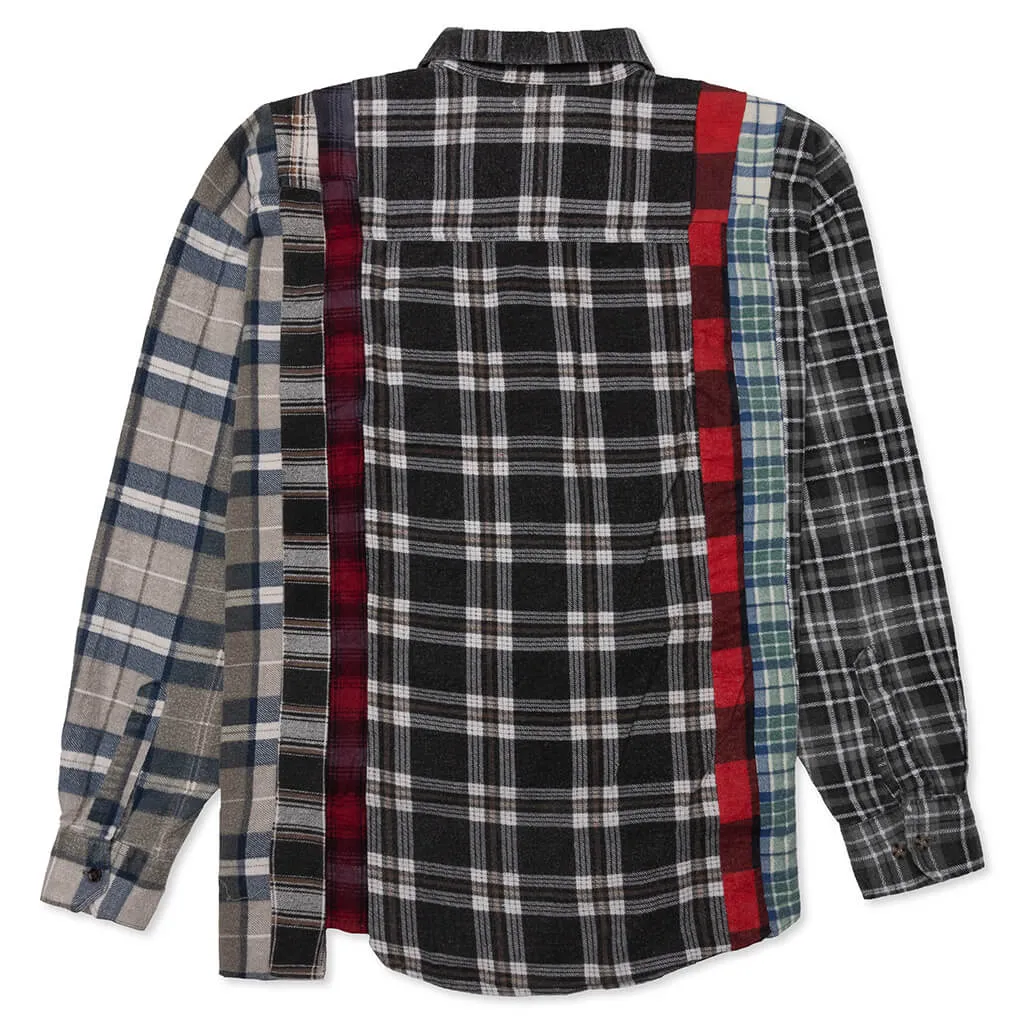 Assorted Wide-Cut Flannel Shirt, Pack of 7