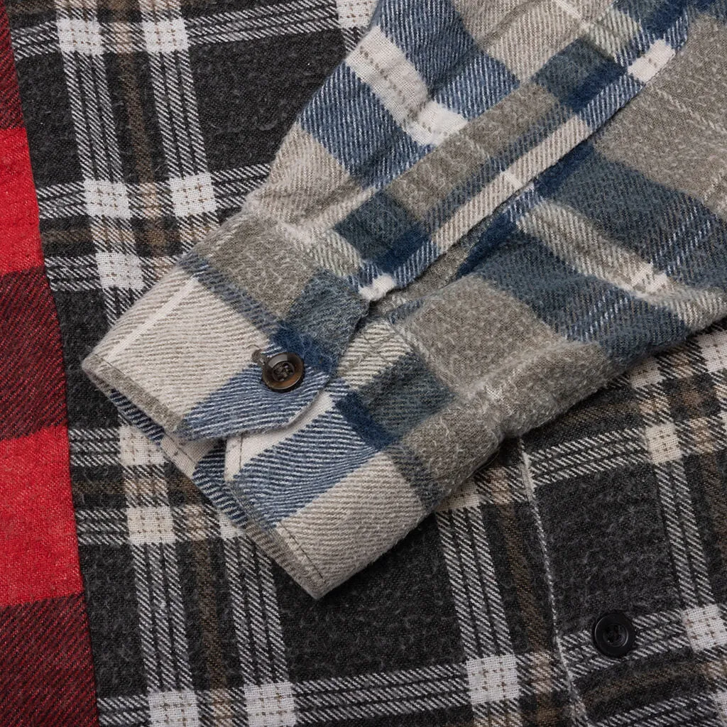 Assorted Wide-Cut Flannel Shirt, Pack of 7