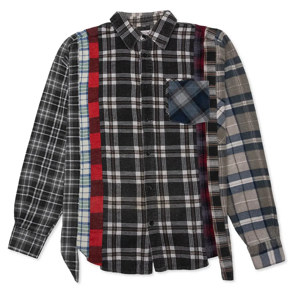 Assorted Wide-Cut Flannel Shirt, Pack of 7