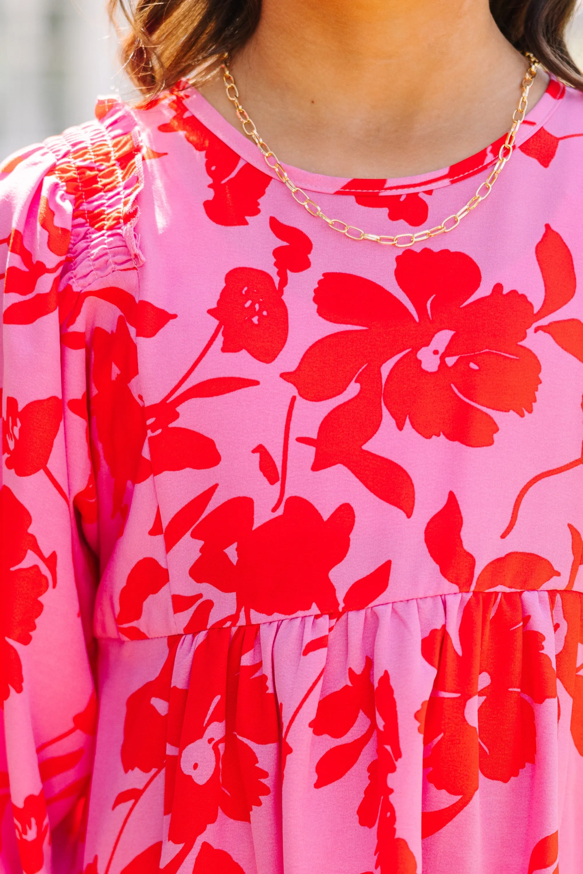 Girls: Feeling Wild Pink Floral Tunic