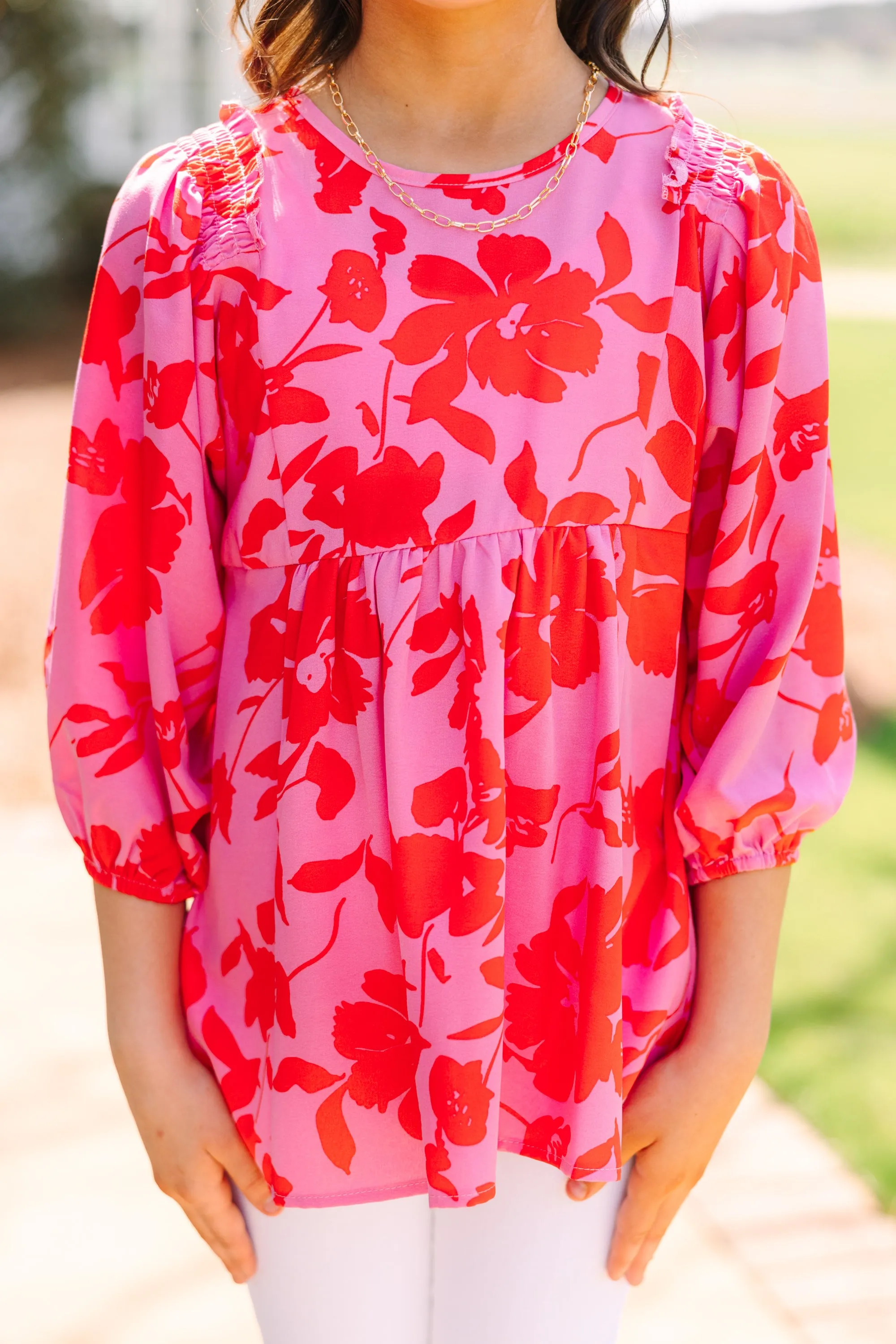 Girls: Feeling Wild Pink Floral Tunic