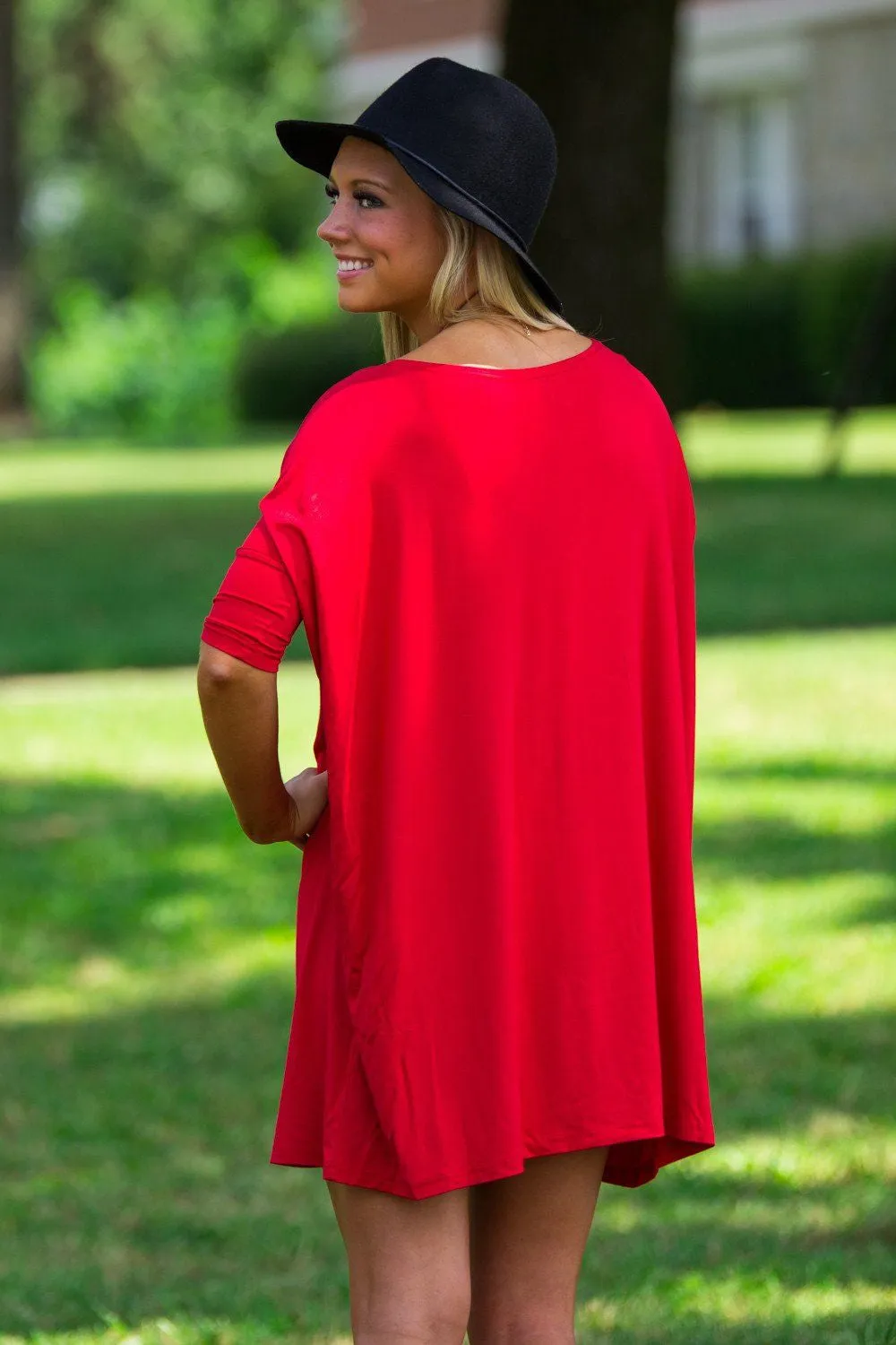 Half Sleeve Piko Tunic - Red