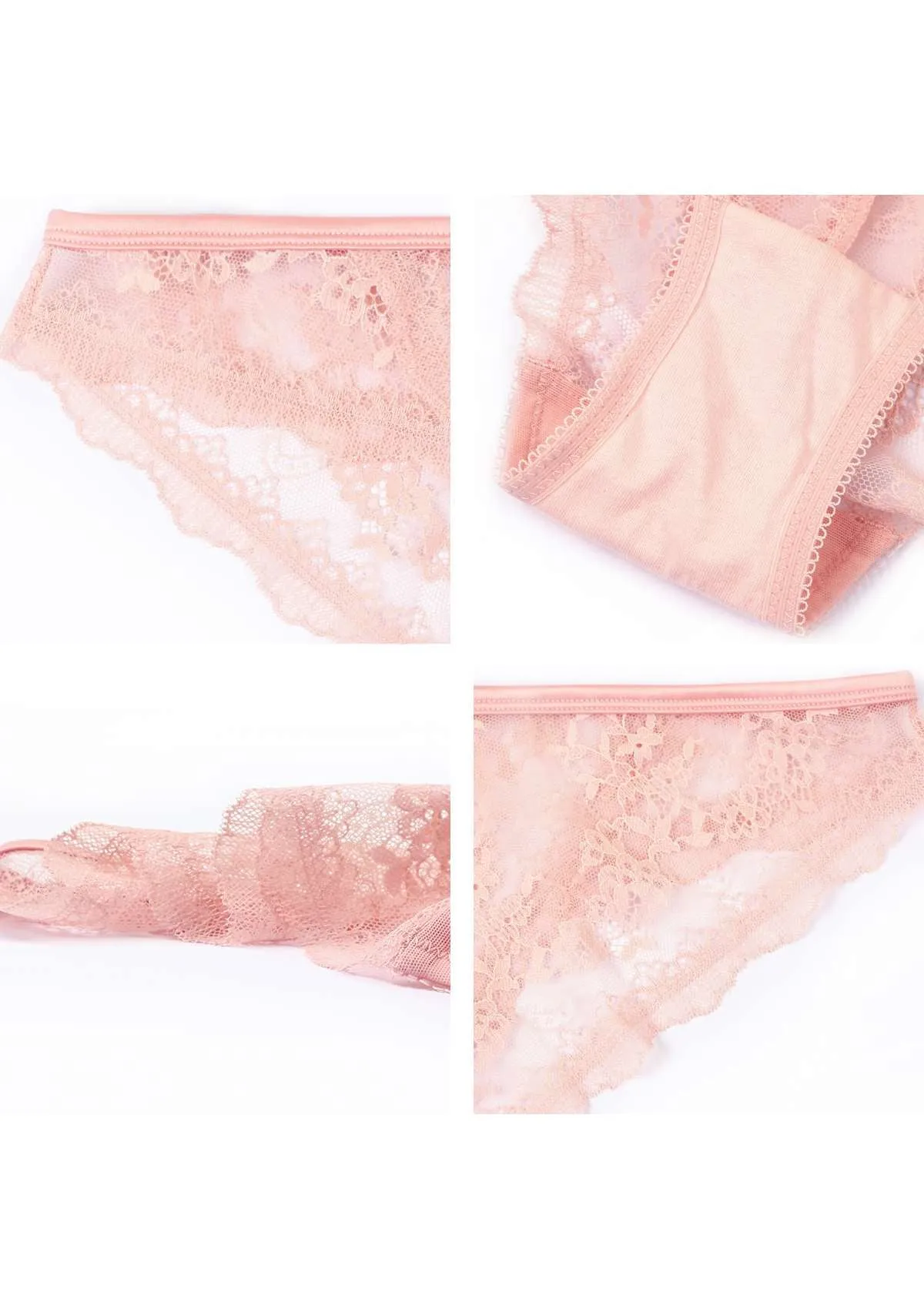 HSIA Floral Bridal Lace Back Pink Bikini Underwear