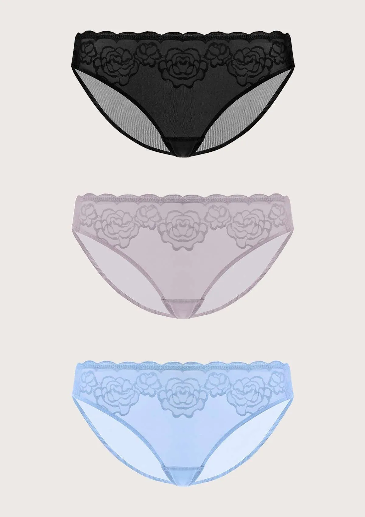 HSIA Retro Rose Lace Bikini Underwear 3 Pack