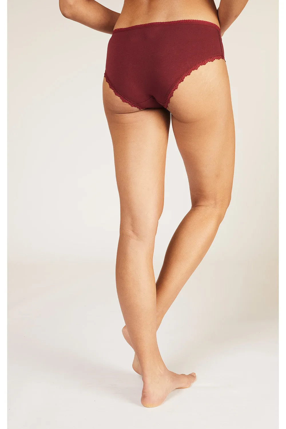 Lace Hipster Underwear in Burgundy