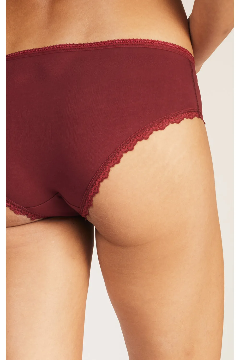 Lace Hipster Underwear in Burgundy