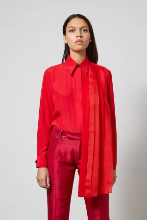 LUXEMBOURG red - silk pleated shirt