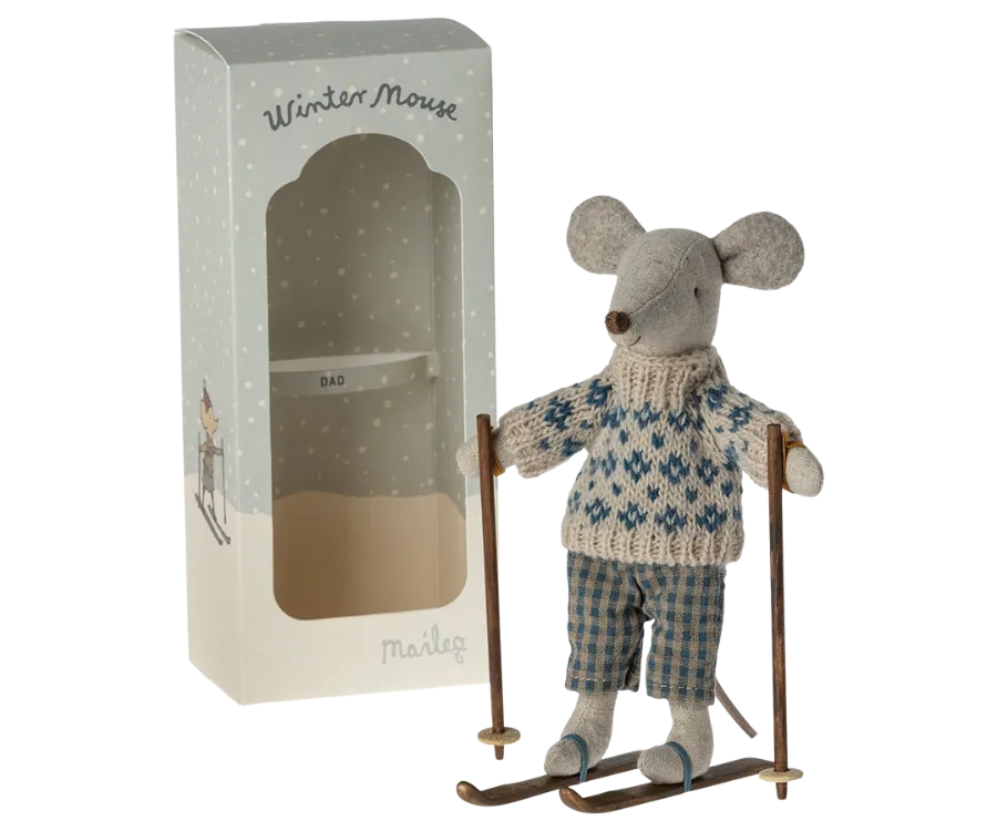 Maileg Winter Mouse with Ski Set, Dad