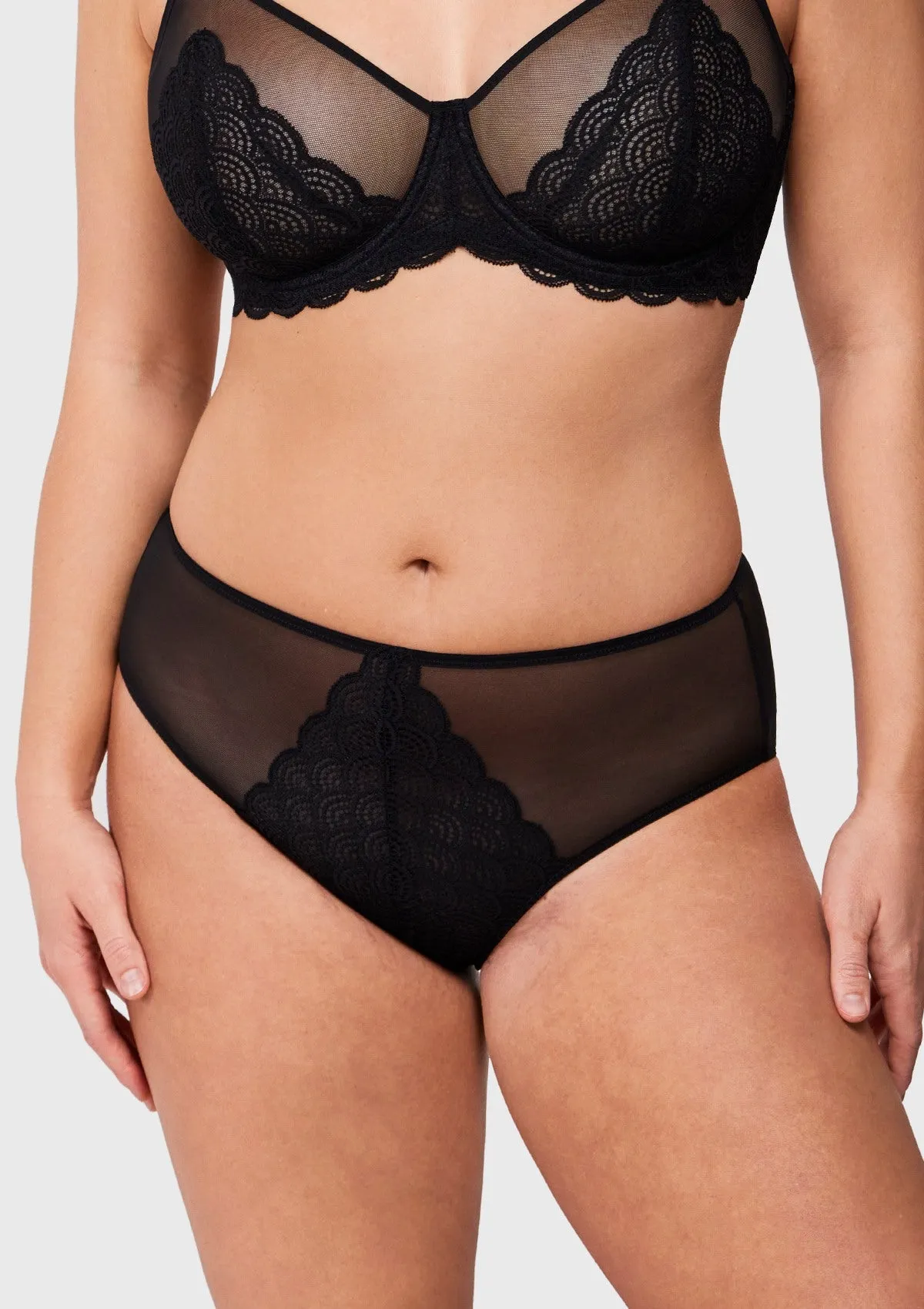 Mermaid High-Rise Black Lace Brief Underwear