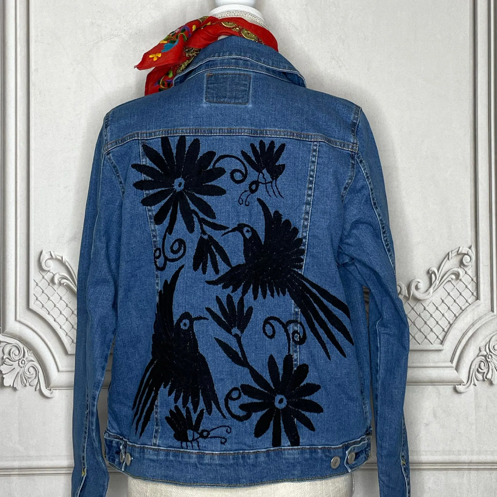 Mexican Embroidered Denim Jacket - Otomi