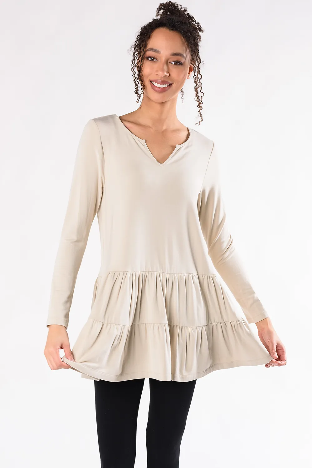 Sadie Tiered Bamboo Tunic - Stone