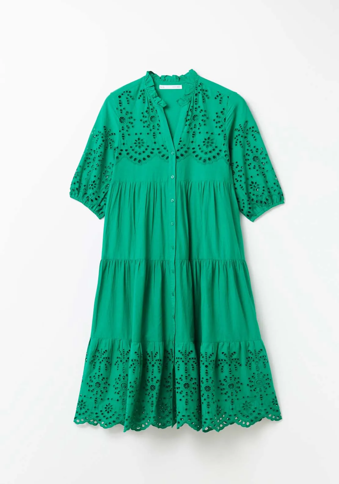 Elegant Schiffli Lace Shirt Dress - Chic & Stylish Womens Fashion Wear