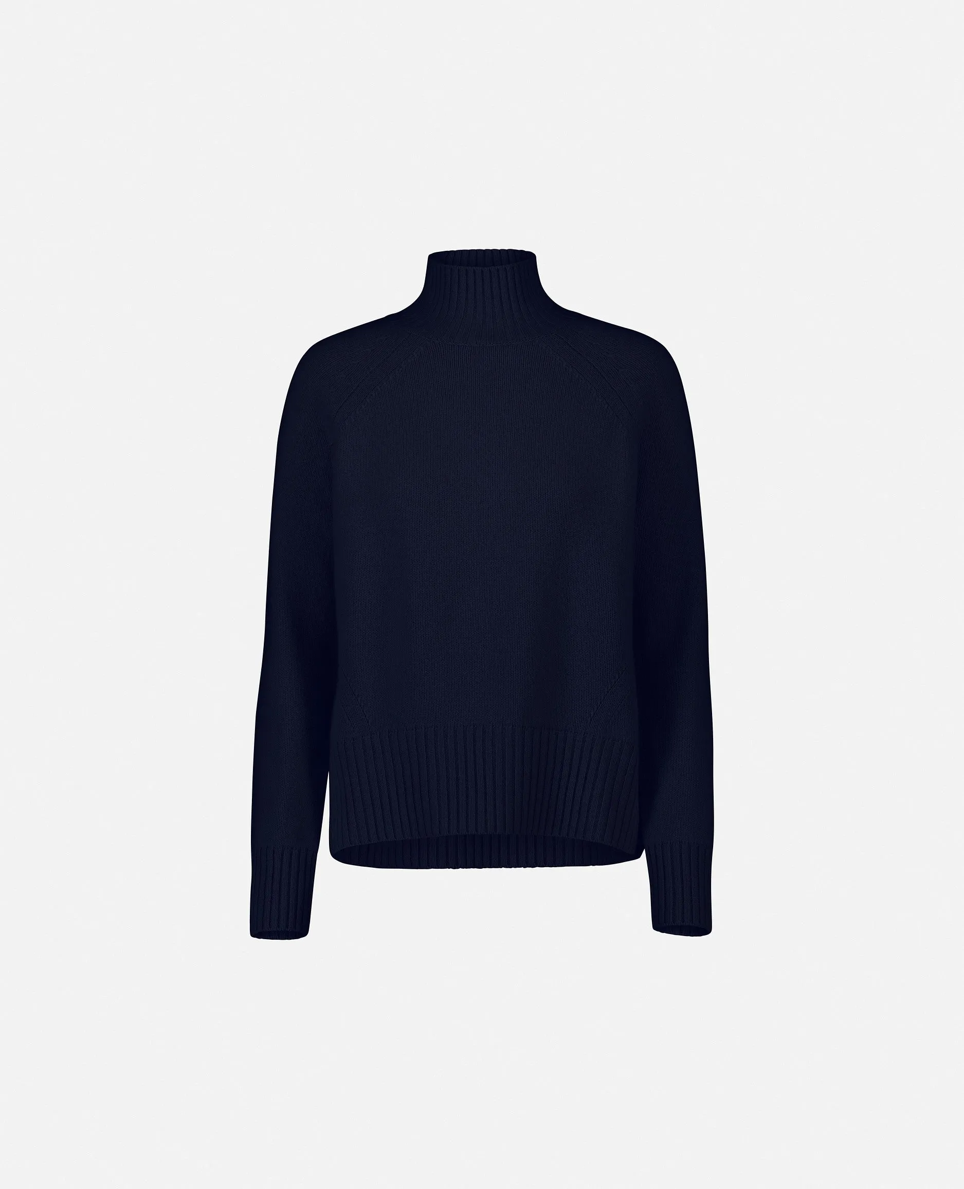 Stehkragen Pullover aus Cashmere-Mischung in Blau