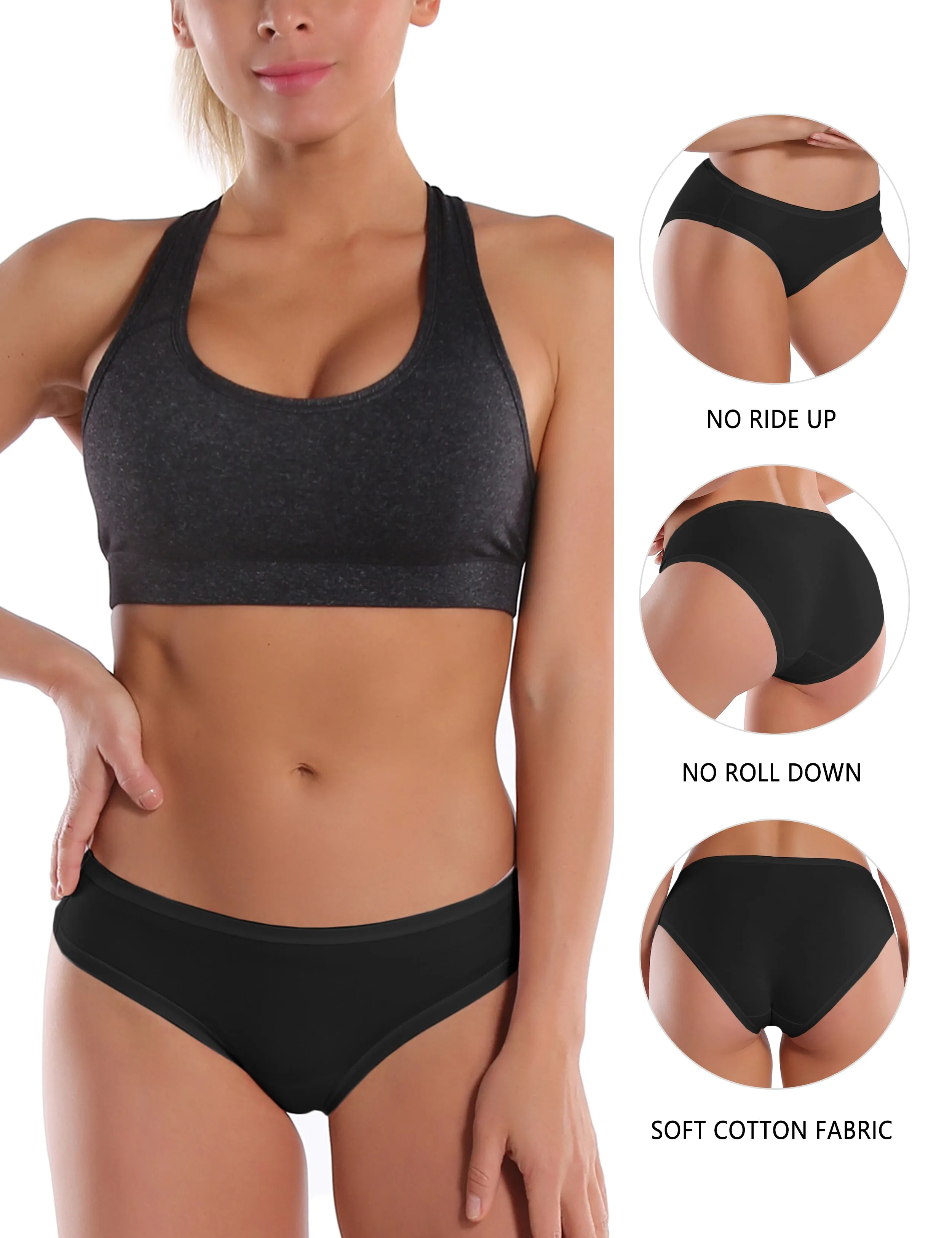 Super Soft Modal Sports Bikini Underwear Black_yogastudio