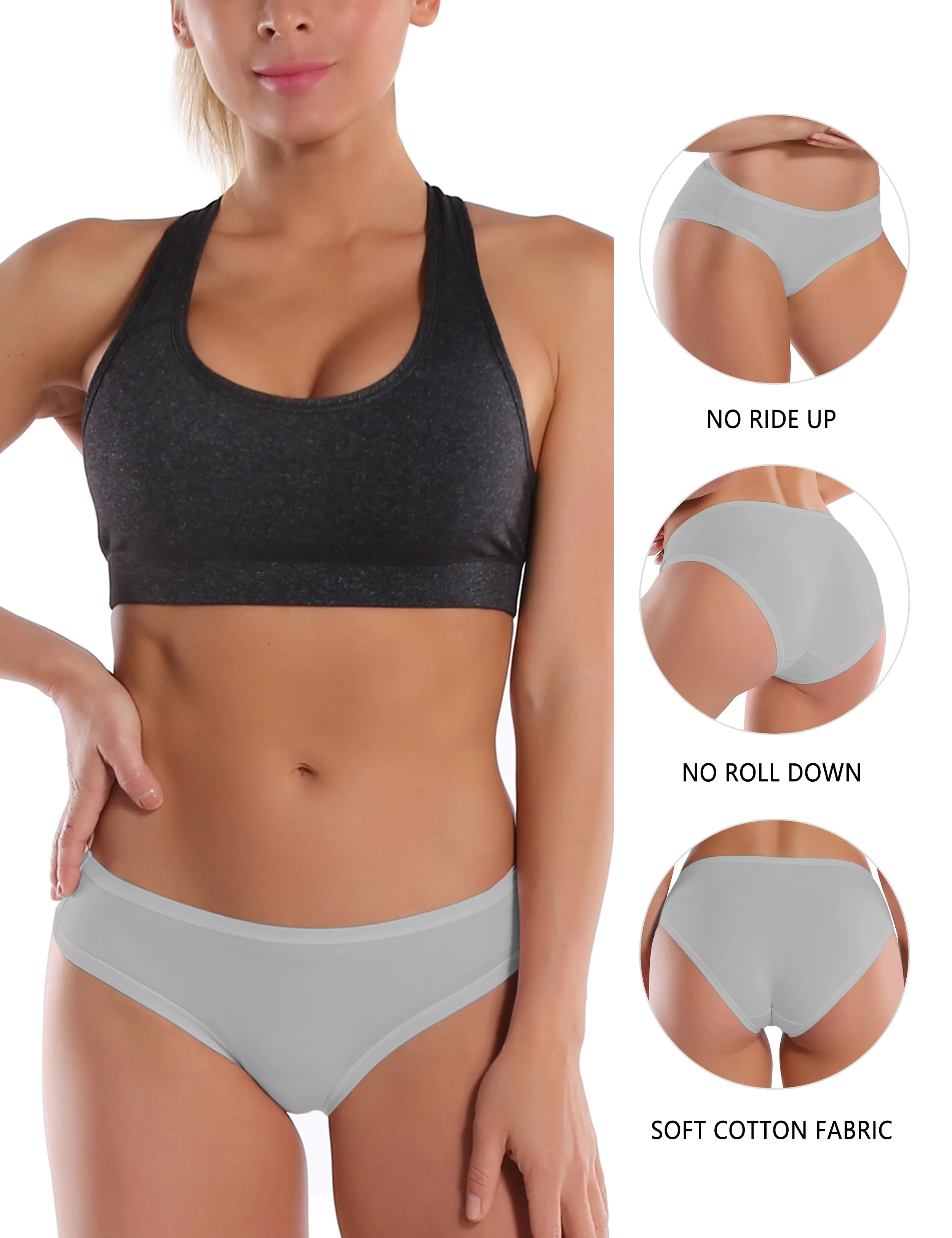 Super Soft Modal Sports Bikini Underwear lightgray_yogastudio