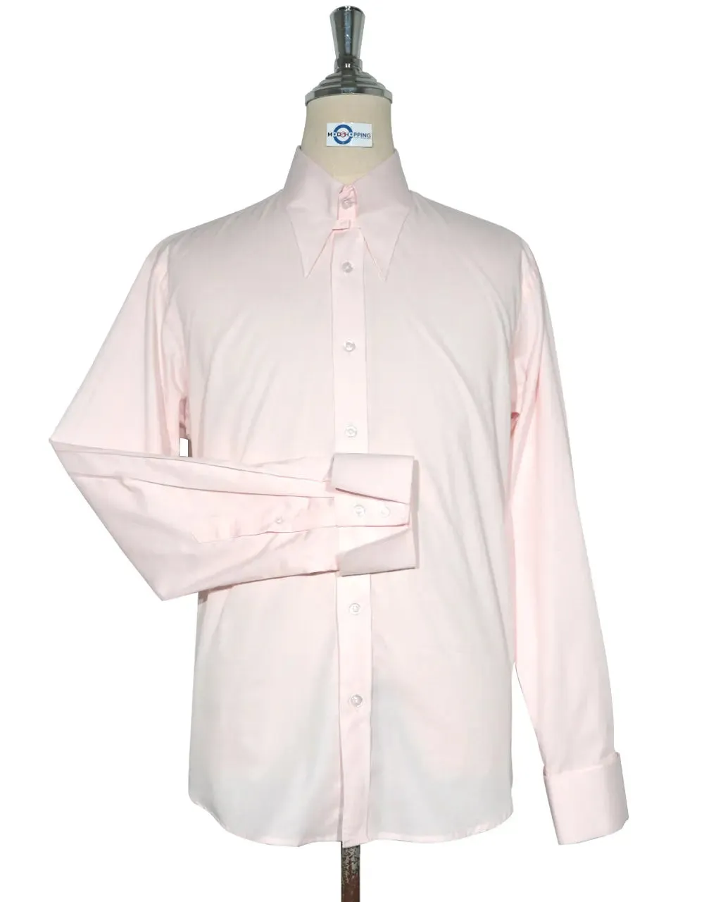 Tab Collar Shirt | Pink Tab Collar Shirt