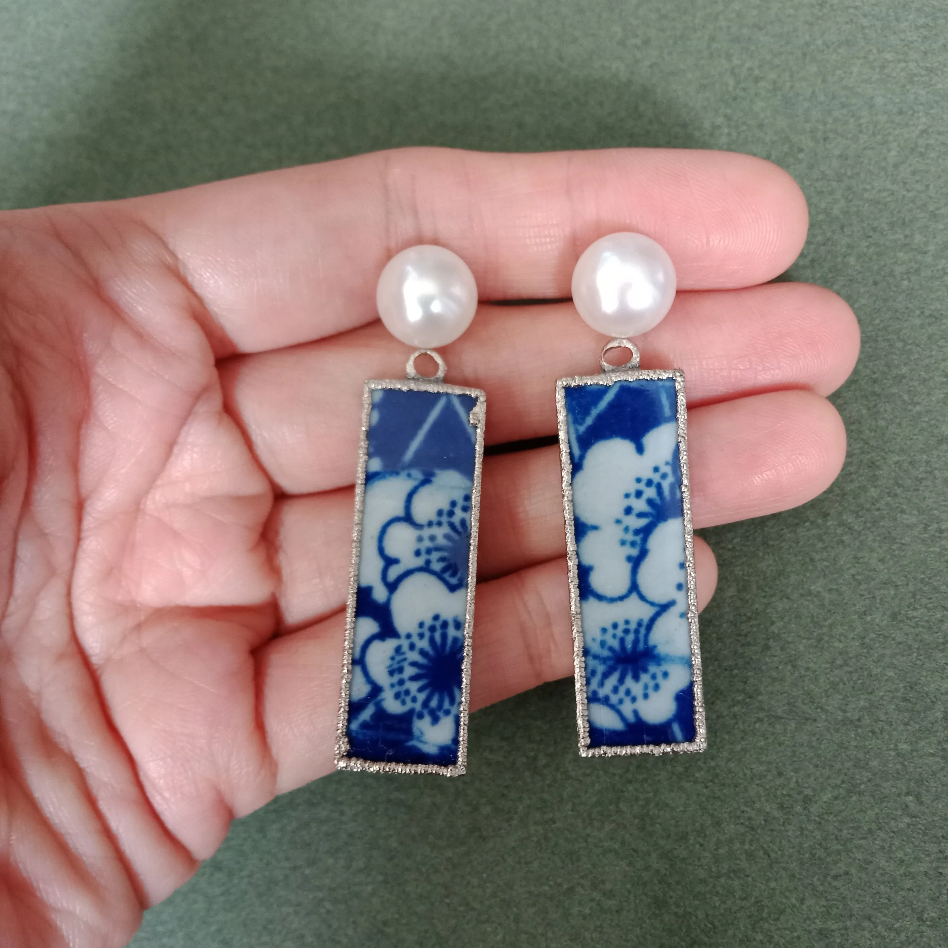 Three friends of winter porcelain earrings