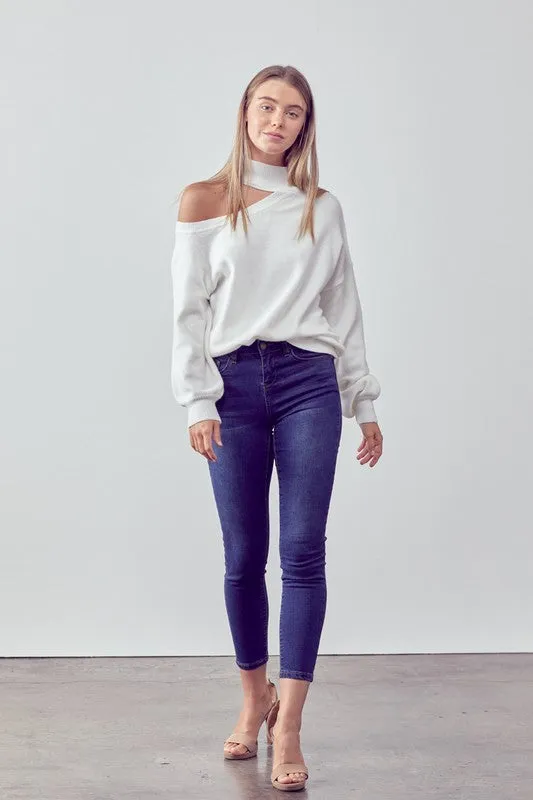 Winter Ivory Cut Out Sweater Top