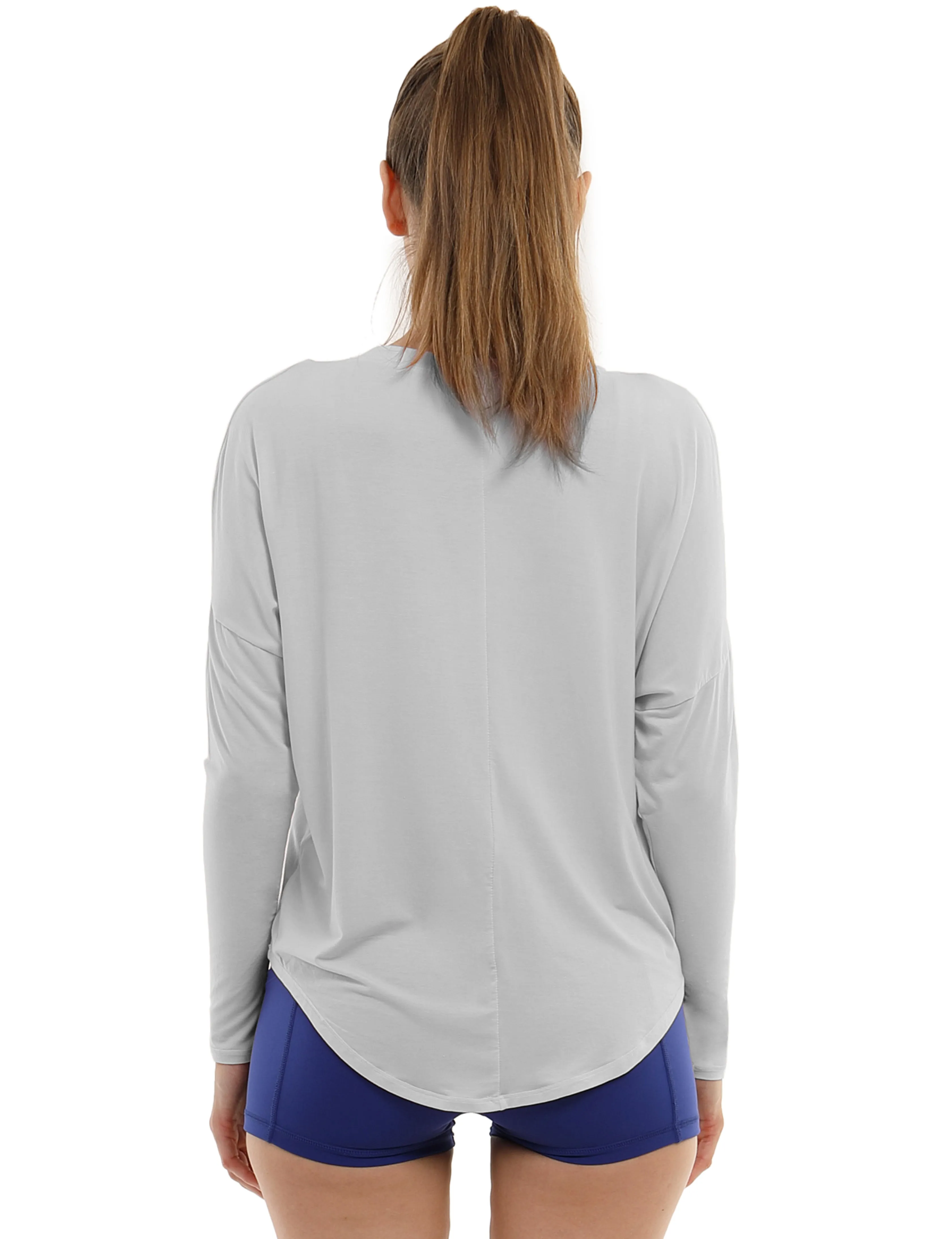 Yoga Batwing Tunic Tops lightgray